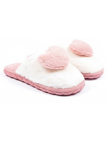 Zapatillas de casa mujer ozabi piel sintética corazón 3d