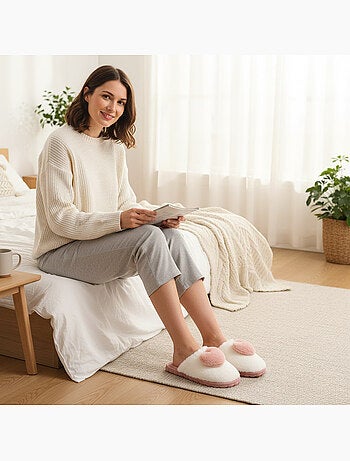 Zapatillas de casa mujer ozabi piel sintética corazón 3d
