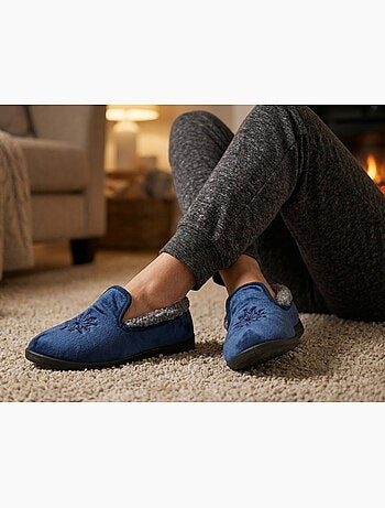 Zapatillas de casa mujer terciopelo Charentaises antideslizantes OZABI