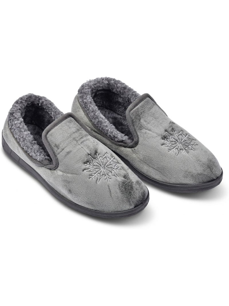 Zapatillas de casa mujer terciopelo Charentaises antideslizantes OZABI Gris - Kiabi