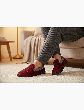Zapatillas de casa mujer terciopelo Charentaises antideslizantes OZABI