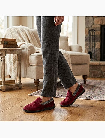 Zapatillas de casa mujer terciopelo Charentaises antideslizantes OZABI