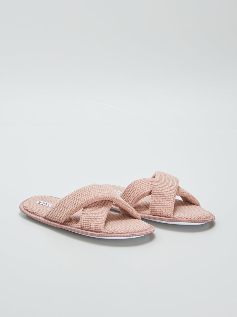 Zapatillas de casa mules de gasa de algodón ROSA - Kiabi