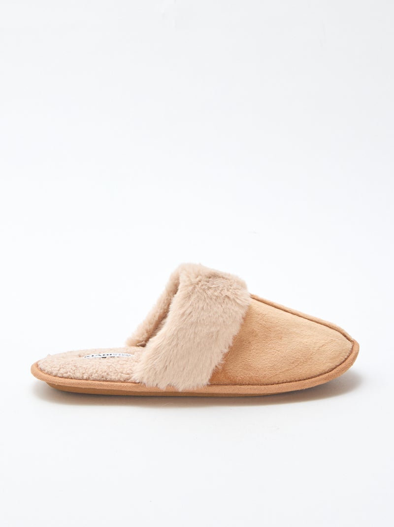 Zapatillas de casa mules de pelo sintético Beige - Kiabi