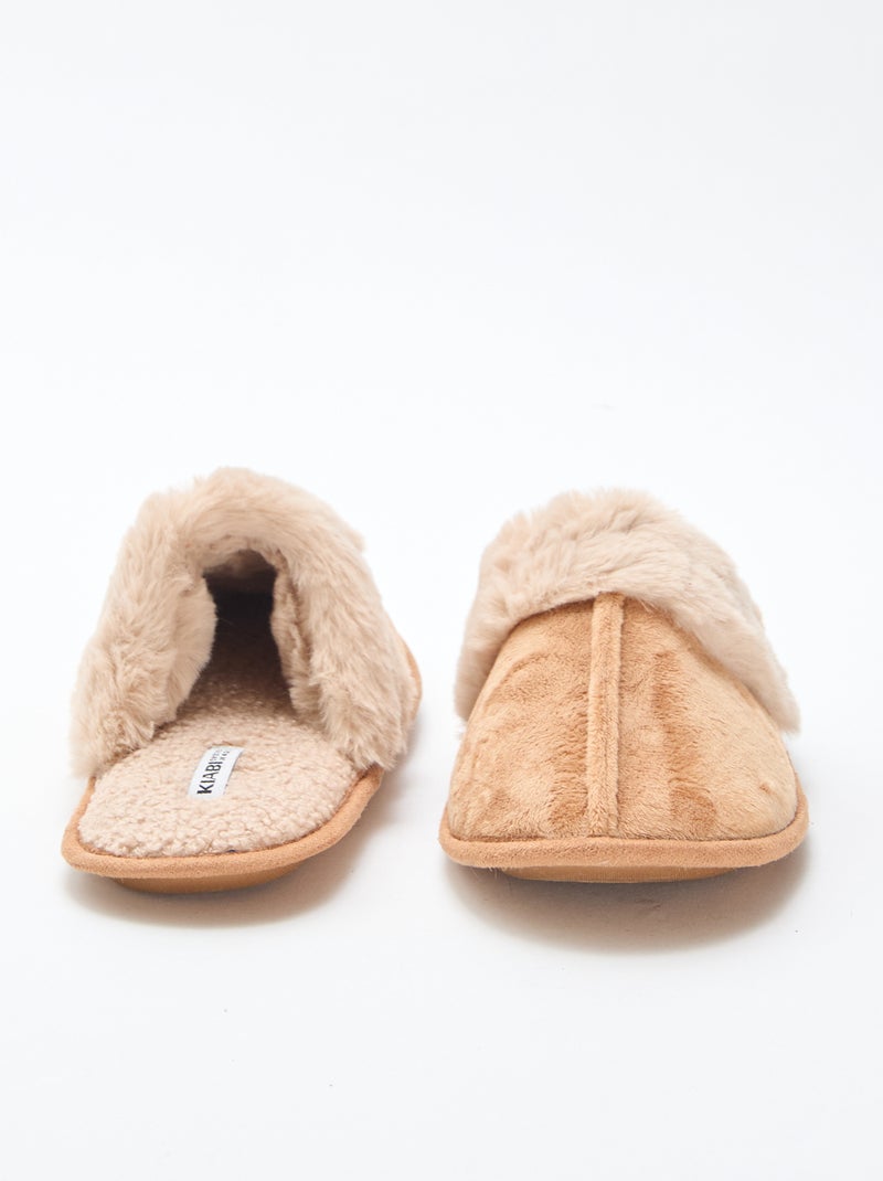 Zapatillas de casa mules de pelo sintético Beige - Kiabi