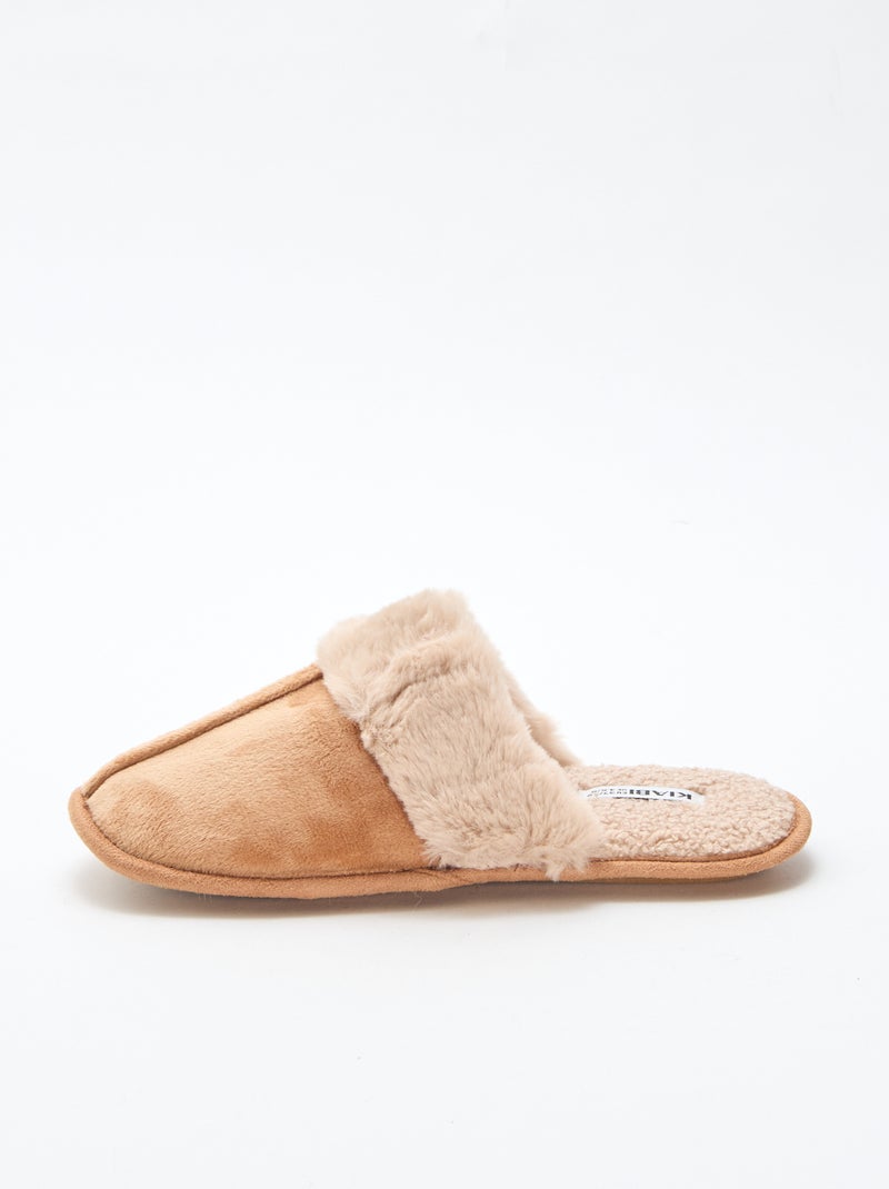 Zapatillas de casa mules de pelo sintético Beige - Kiabi