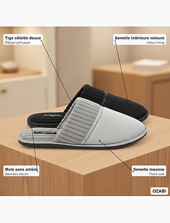 Zapatillas de casa mules hombre acanaladas pack 2 pares OLIVER GRANT PARIS