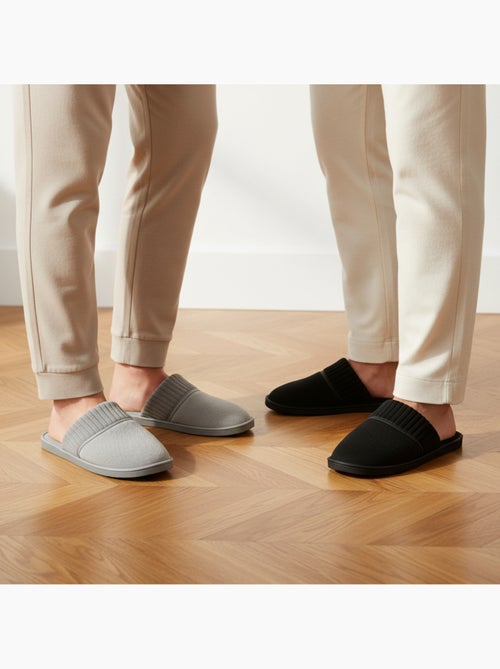 Zapatillas de casa mules hombre acanaladas pack 2 pares OLIVER GRANT PARIS - Kiabi Zapatillas de casa mules hombre acanaladas pack 2 pares OLIVER GRANT PARIS - Kiabi