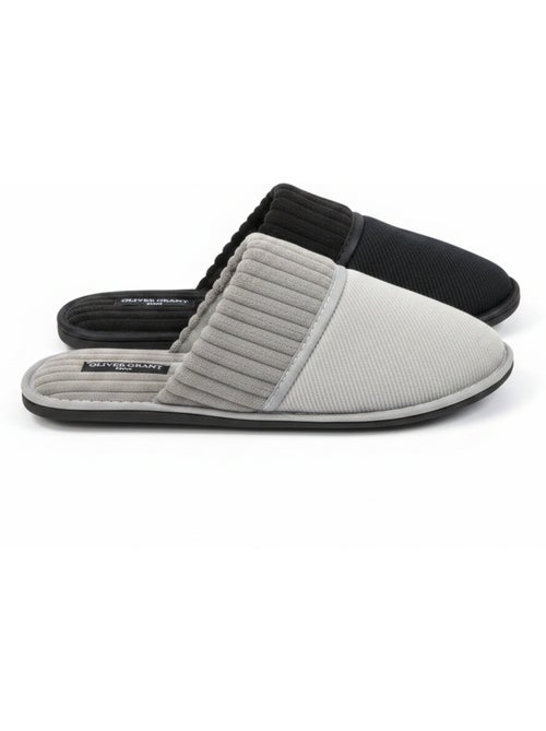 Zapatillas de casa mules hombre acanaladas pack 2 pares OLIVER GRANT PARIS - Kiabi Zapatillas de casa mules hombre acanaladas pack 2 pares OLIVER GRANT PARIS - Kiabi