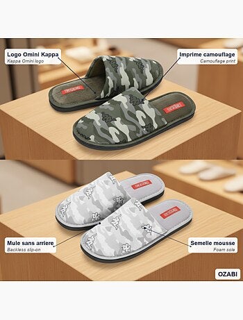 Zapatillas de casa mules hombre KAPPA acolchadas logo Omini pack 2 pares
