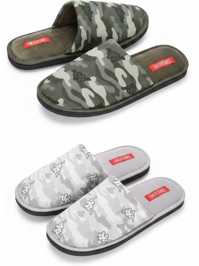 Zapatillas de casa mules hombre KAPPA acolchadas logo Omini pack 2 pares Gris caqui - Kiabi