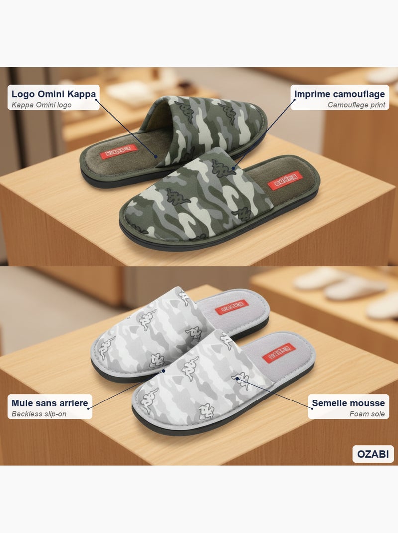 Zapatillas de casa mules hombre KAPPA acolchadas logo Omini pack 2 pares Gris caqui - Kiabi
