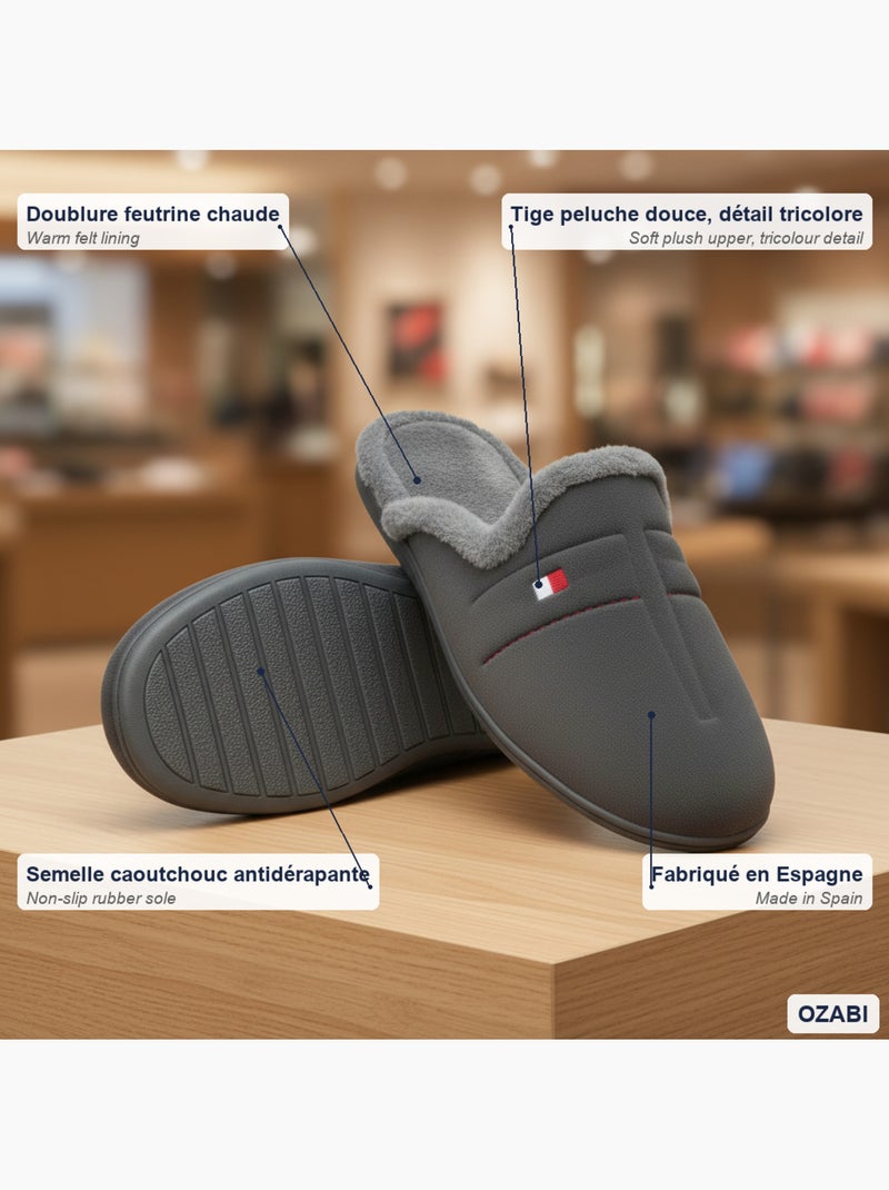 Zapatillas de casa mules hombre ozabi motivos fantasía fabricadas españa Gris - Kiabi