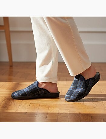 Zapatillas de casa mules hombre tige jacquard escocés ozabi