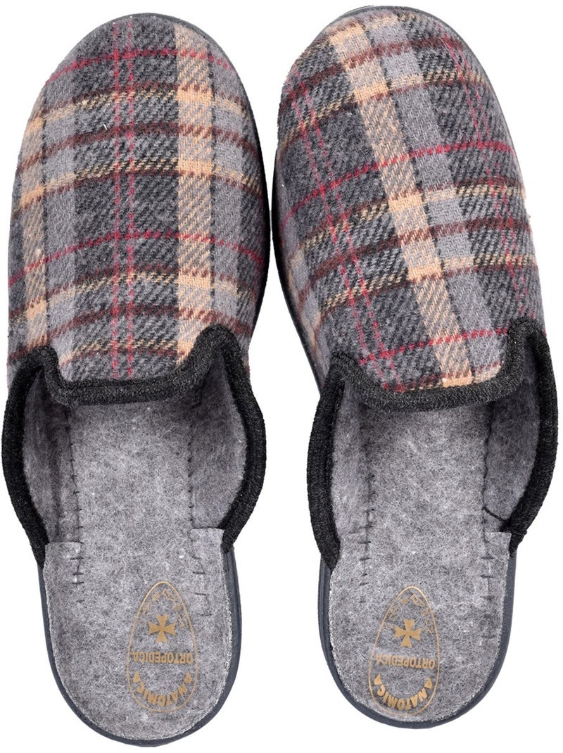 Zapatillas de casa mules hombre tige jacquard escocés ozabi Gris - Kiabi