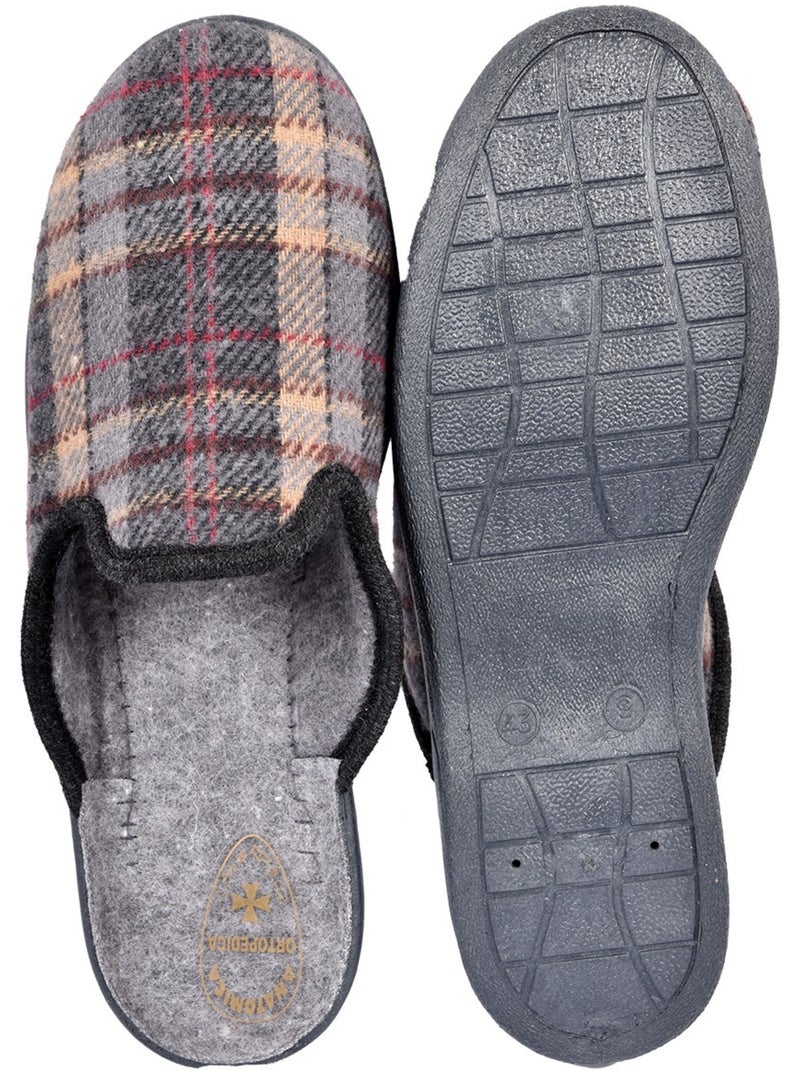 Zapatillas de casa mules hombre tige jacquard escocés ozabi Gris - Kiabi