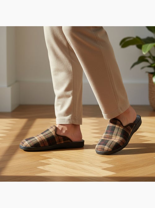 Zapatillas de casa mules hombre tige jacquard escocés ozabi - Kiabi