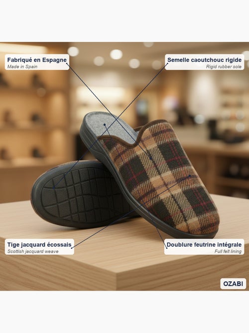 Zapatillas de casa mules hombre tige jacquard escocés ozabi - Kiabi
