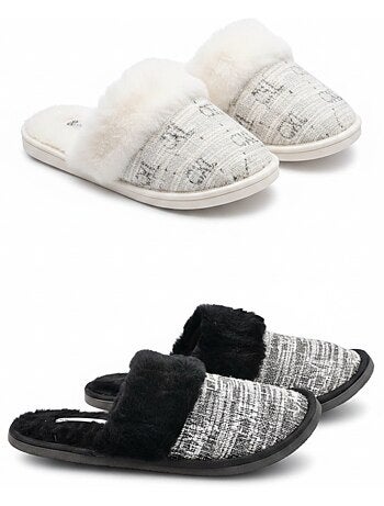 Zapatillas de casa mules mujer cuello piel CXL CHRISTIAN LACROIX pack 2 pares
