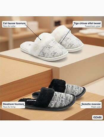 Zapatillas de casa mules mujer cuello piel CXL CHRISTIAN LACROIX pack 2 pares