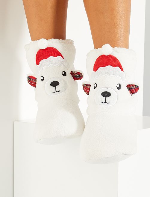 Zapatillas de casa Navidad                     oso 
