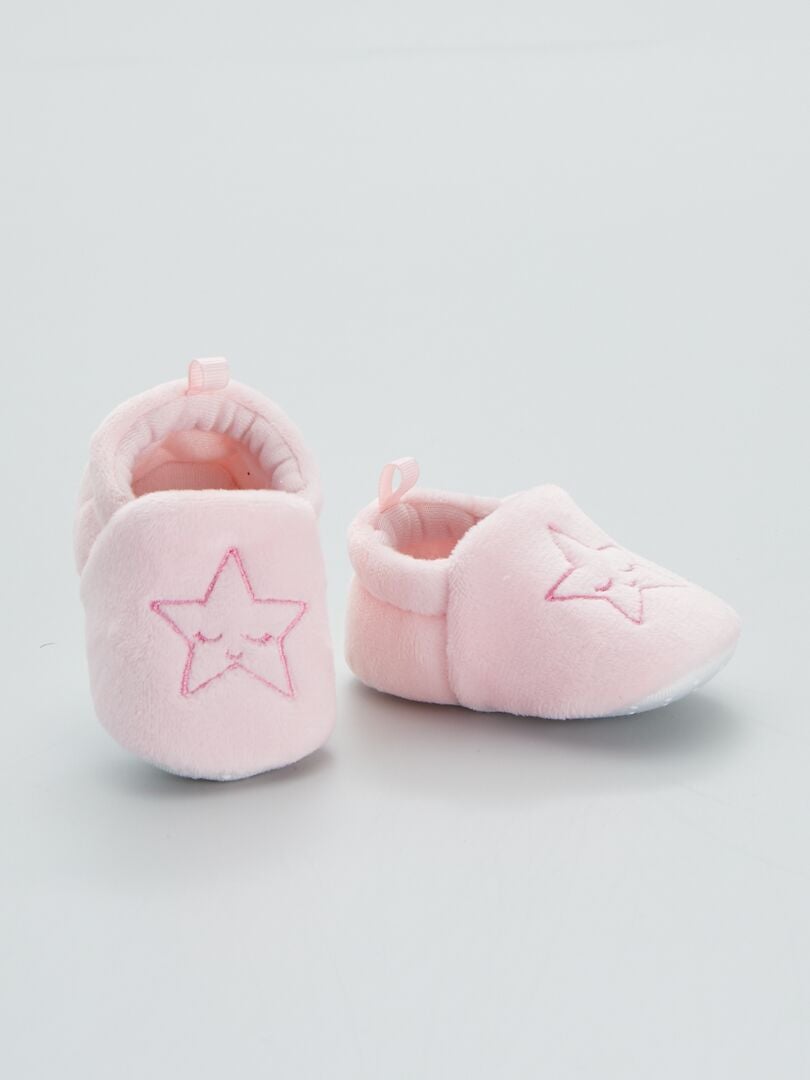 Zapatillas de casa para bebé con bordado - estrella rosa - Kiabi