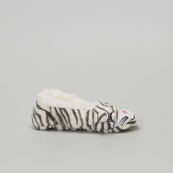 Zapatillas de casa polares Niña 3-12 años - a rayas gris - Kiabi - 7,00€