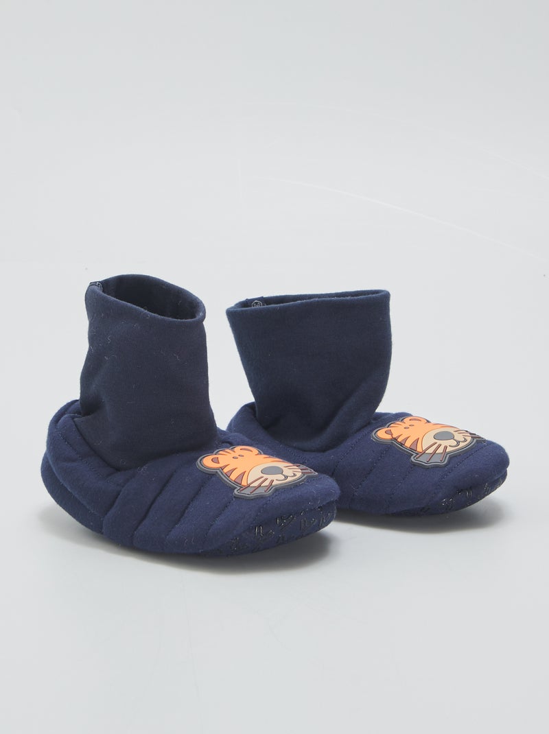 Zapatillas de casa tipo bota 'cebra' AZUL - Kiabi
