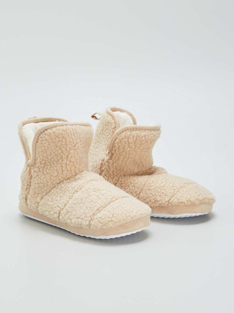 Zapatillas de casa tipo bota de borreguito BEIGE - Kiabi