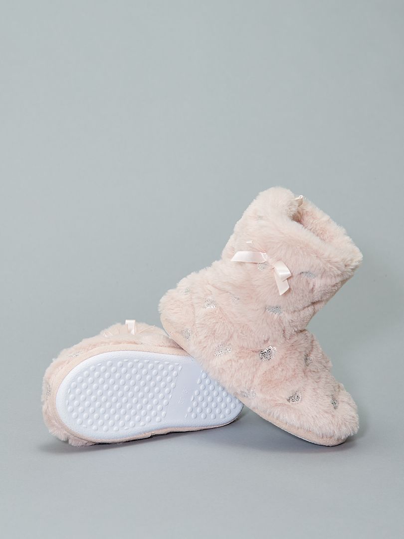 Zapatillas de casa tipo botas con lentejuelas - rosa - Kiabi - 10.00€