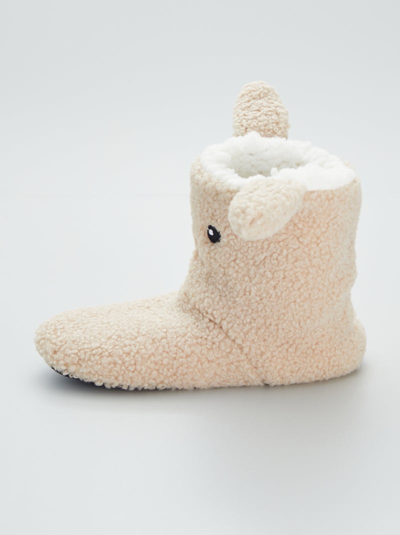 Zapatillas de casa tipo botín conejo BEIGE - Kiabi