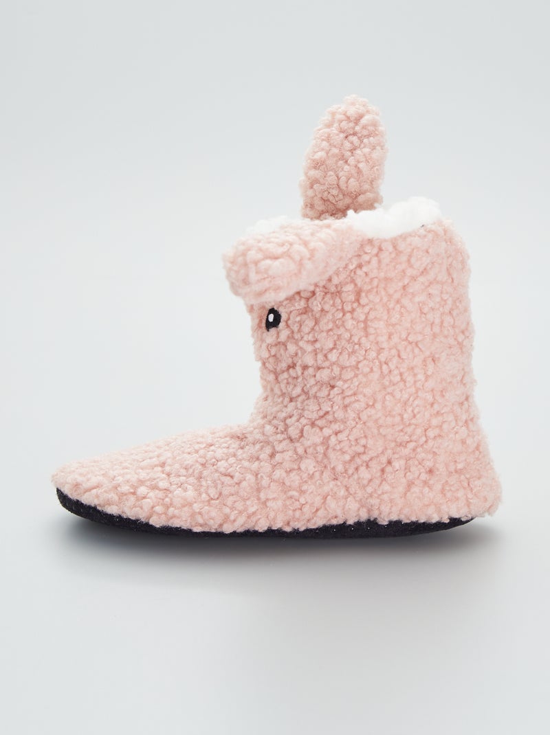 Zapatillas de casa tipo botín conejo rosa - Kiabi