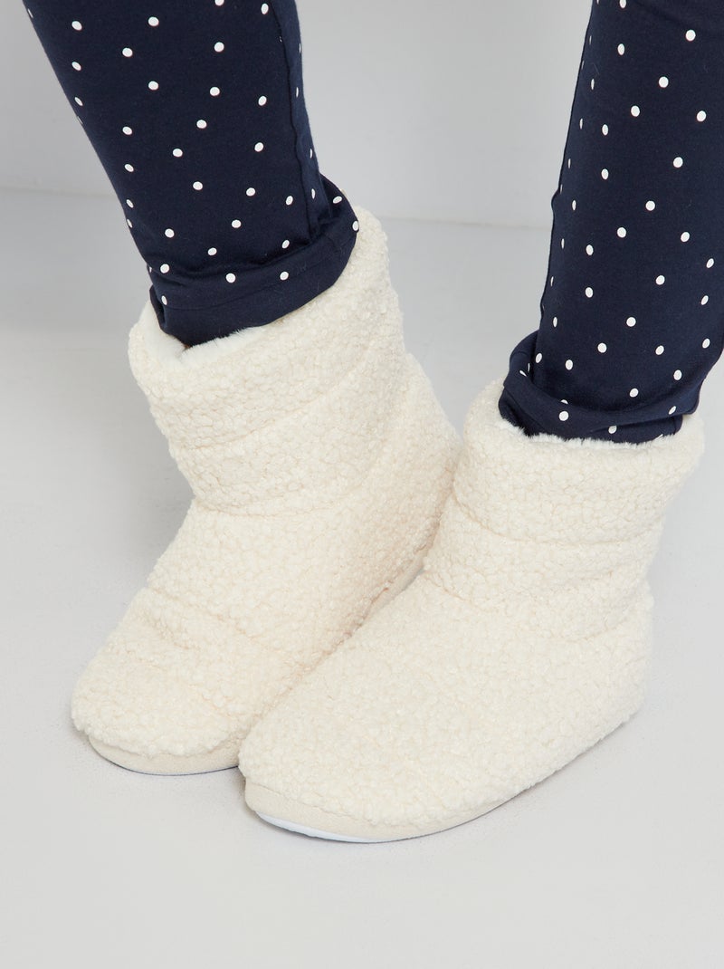 Zapatillas de casa tipo botines  - Pelo de borreguito Blanco - Kiabi