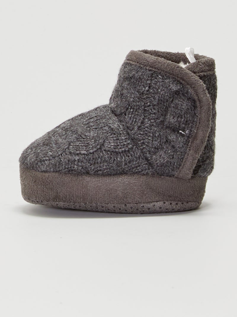 Zapatillas de casa tipo botines de punto GRIS - Kiabi