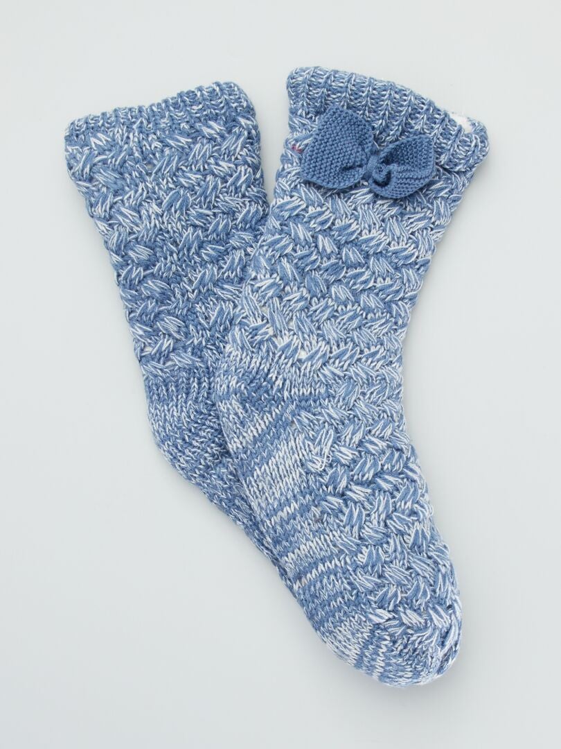 Zapatillas de casa tipo calcetines con lazo de fantasía azul - Kiabi