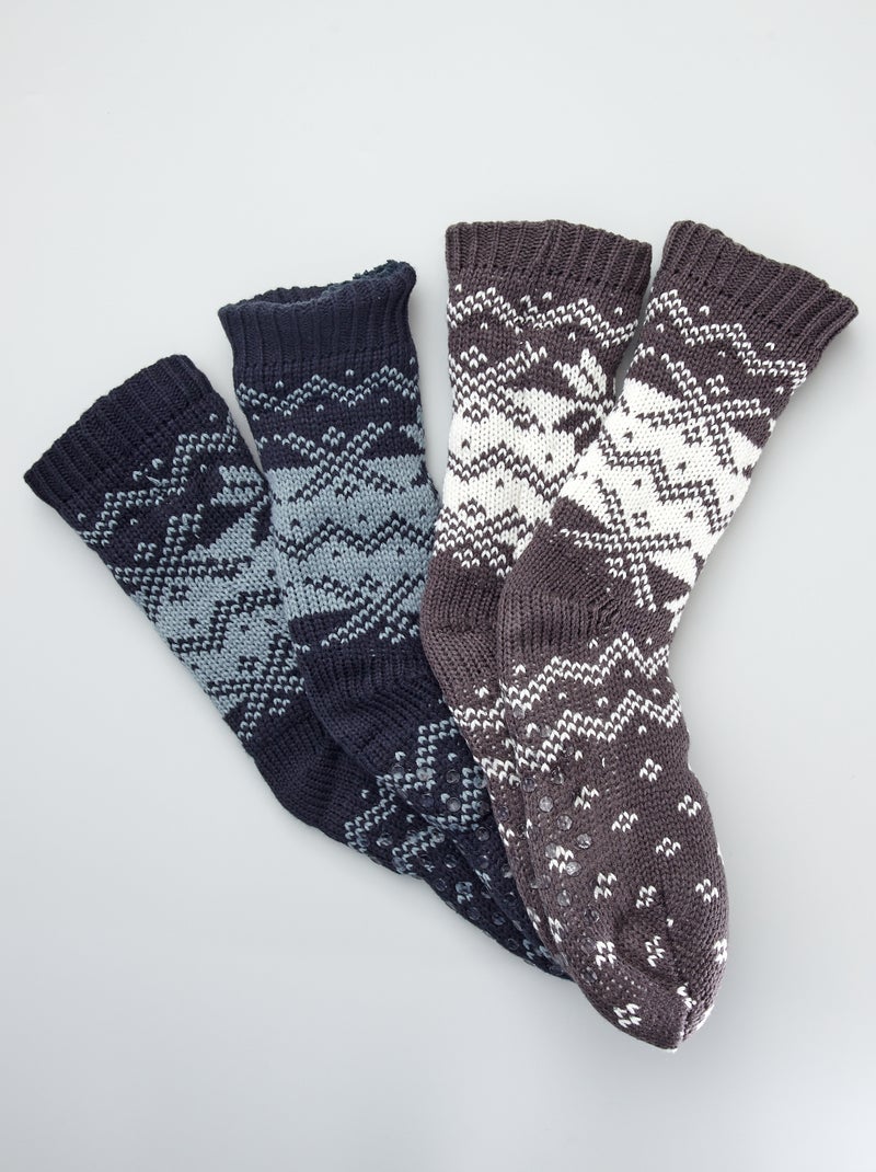Zapatillas de casa tipo calcetines con pelo AZUL - Kiabi