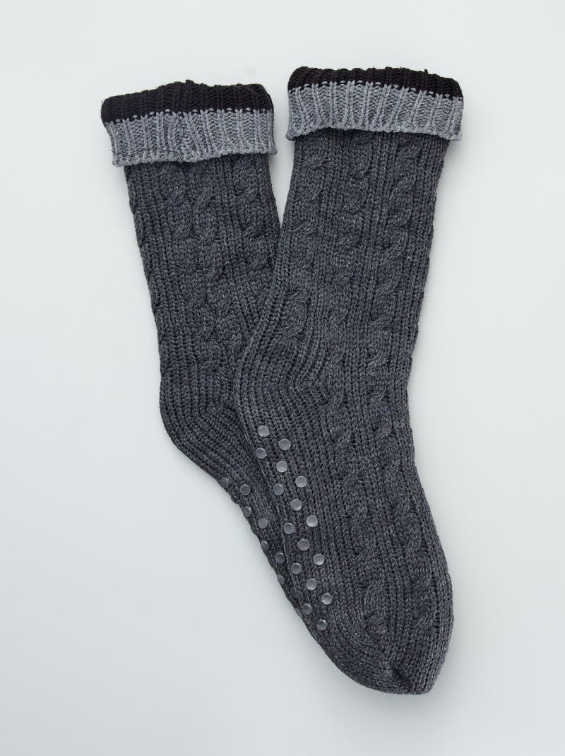 Zapatillas de casa tipo calcetines con pelo NEGRO - Kiabi