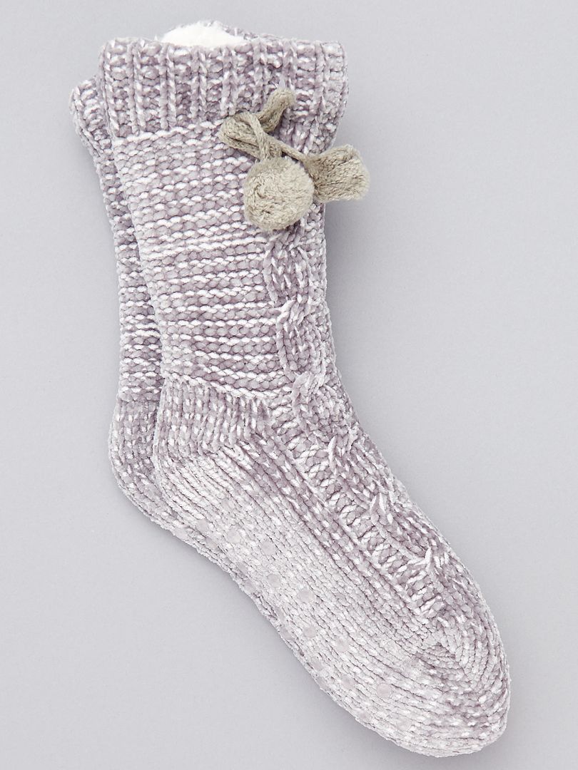 Zapatillas de casa tipo calcetines forradas gris - Kiabi