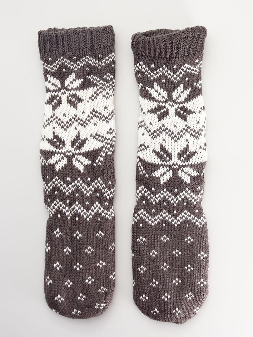 Zapatillas de casa tipo calcetines gris - Kiabi