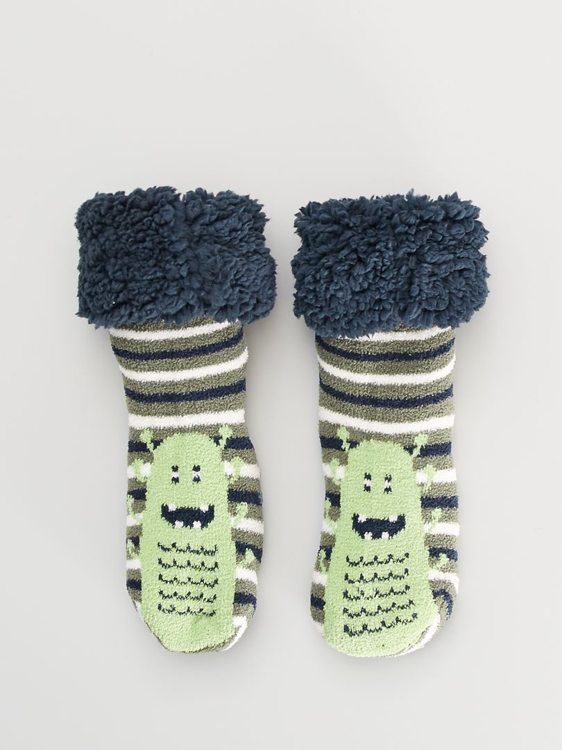 Zapatillas de casa tipo calcetines gruesos verde - Kiabi