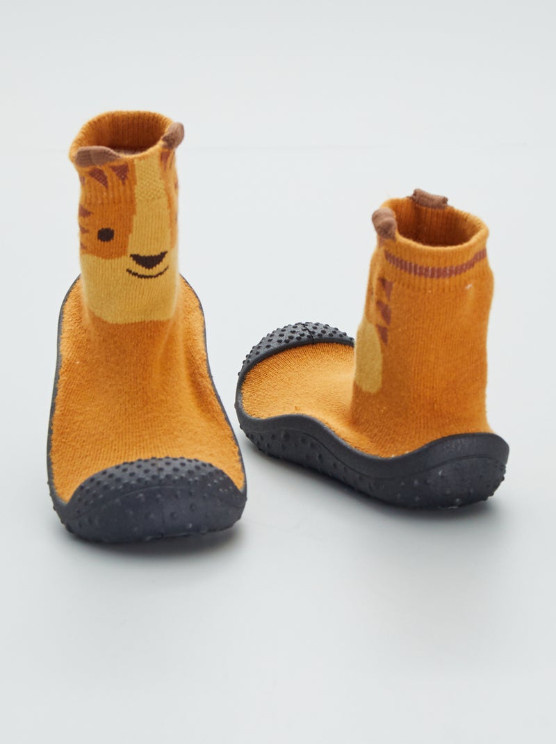 Zapatillas de casa tipo calcetines modelo tigre NEGRO - Kiabi