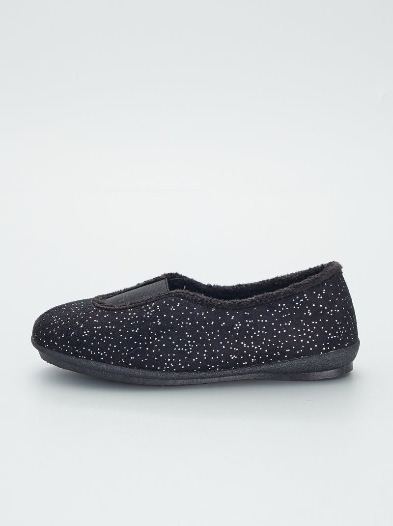 Zapatillas de casa tipo manoletinas brillantes negro - Kiabi