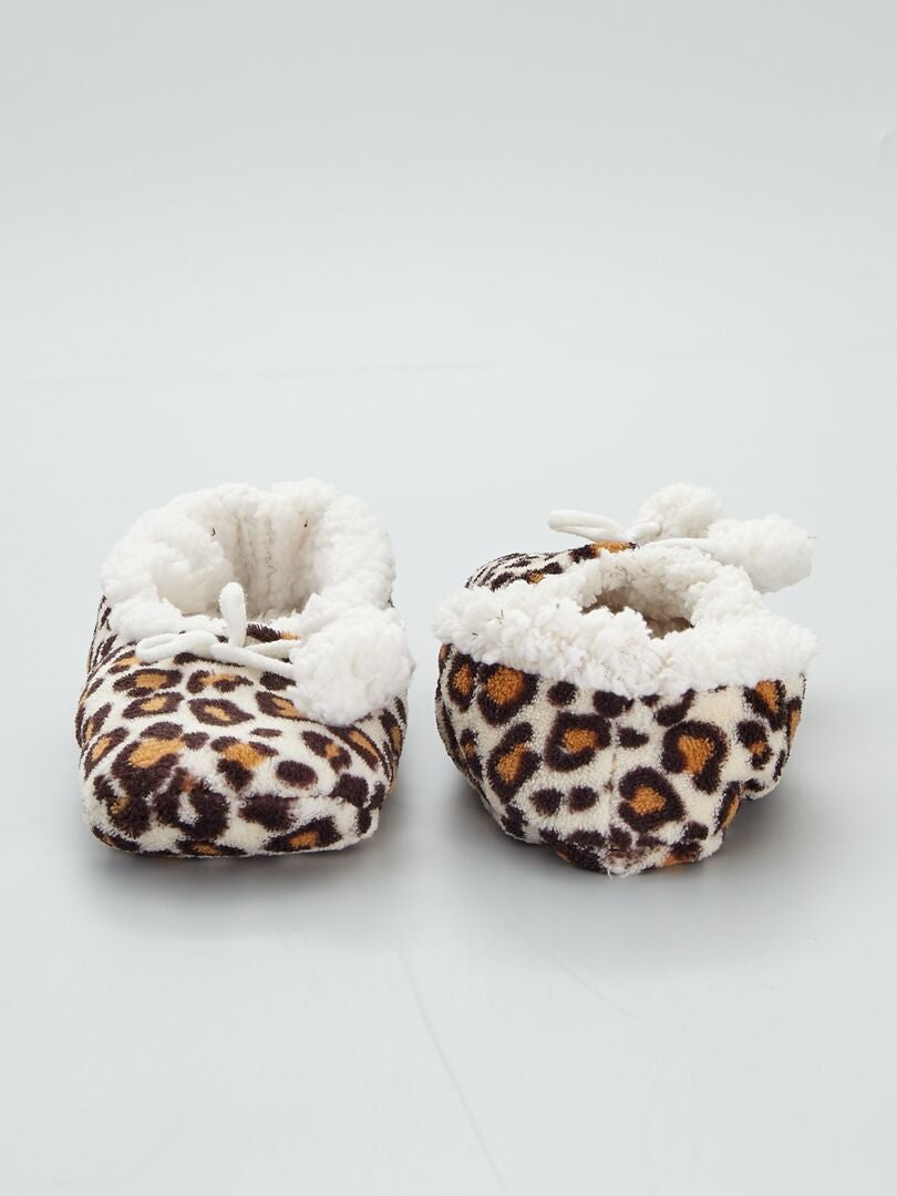 Zapatillas de casa tipo manoletinas con forro BEIGE - Kiabi