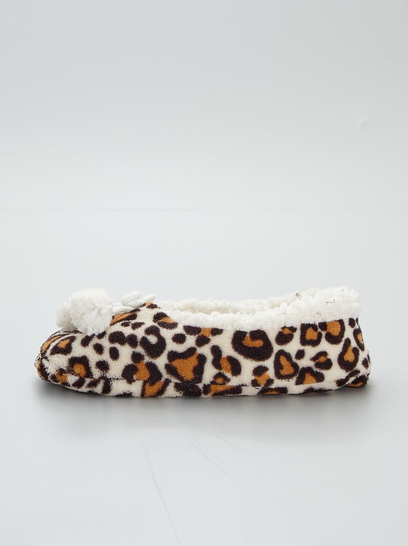Zapatillas de casa tipo manoletinas con forro BEIGE - Kiabi