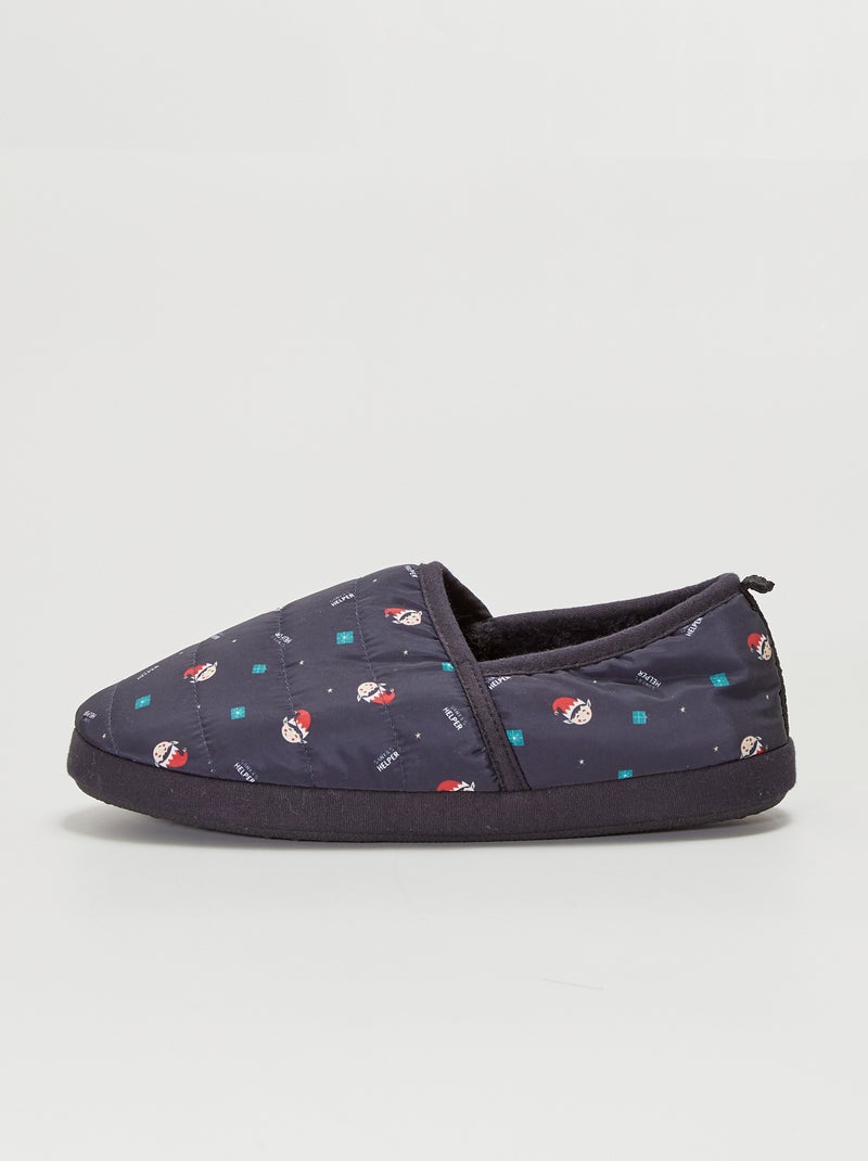 Zapatillas de casa tipo manoletinas con forro estampadas AZUL - Kiabi