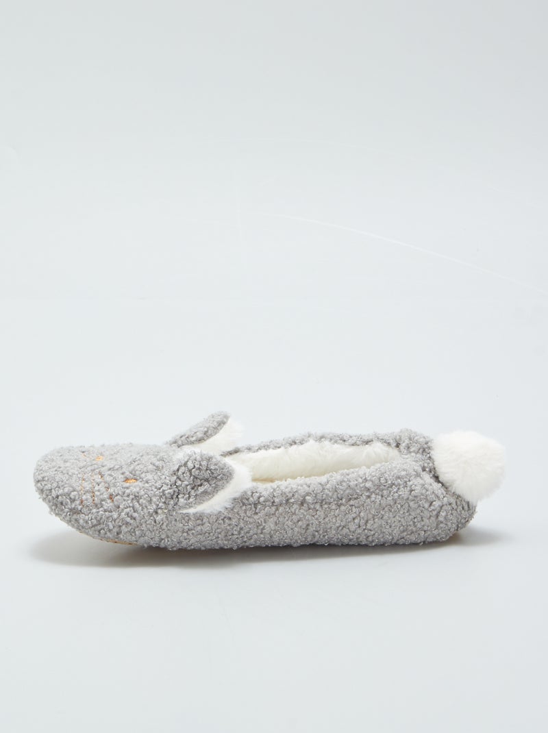 Zapatillas de casa tipo manoletinas 'conejo' GRIS - Kiabi