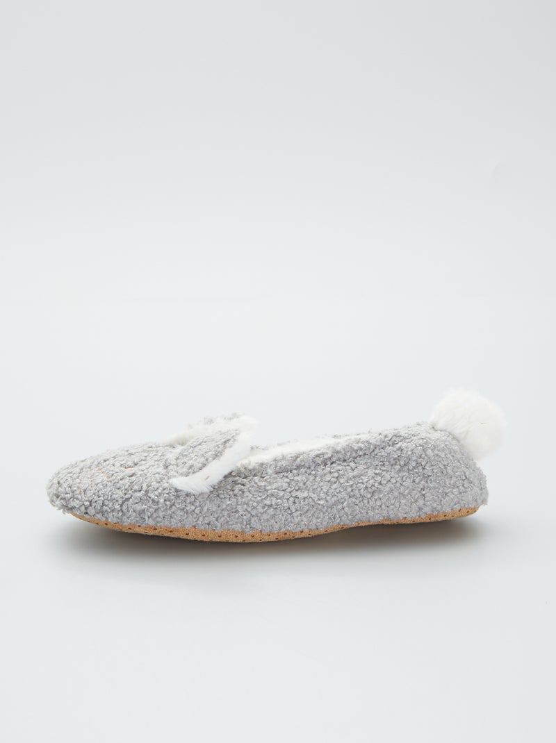 Zapatillas de casa tipo manoletinas conejo gris - Kiabi