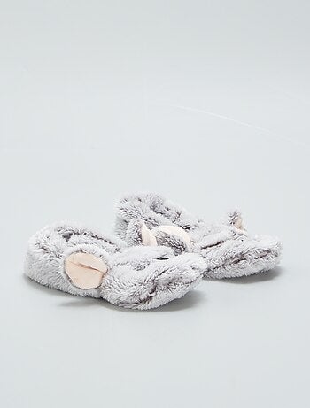Zapatillas de casa tipo manoletinas de pelo 'ratón' - Kiabi