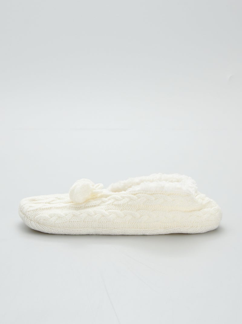 Zapatillas de casa tipo manoletinas de punto trenzado crudo - Kiabi