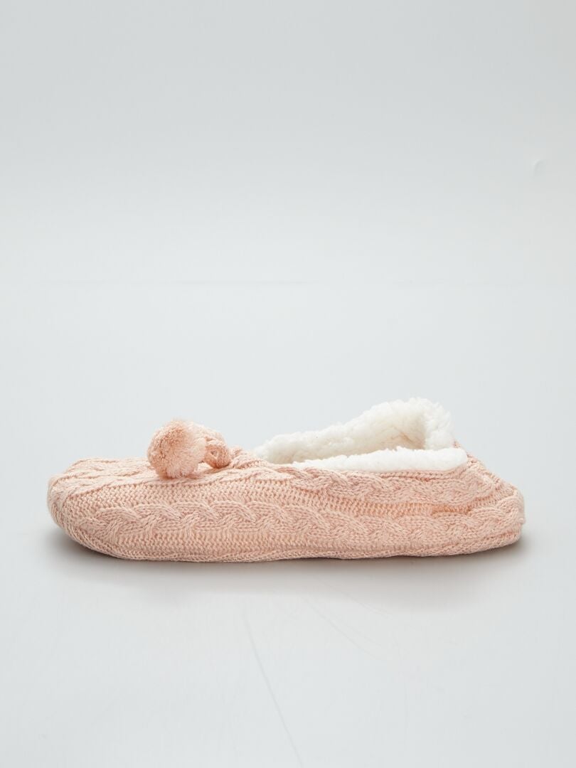 Zapatillas de casa tipo manoletinas de punto trenzado rosa - Kiabi